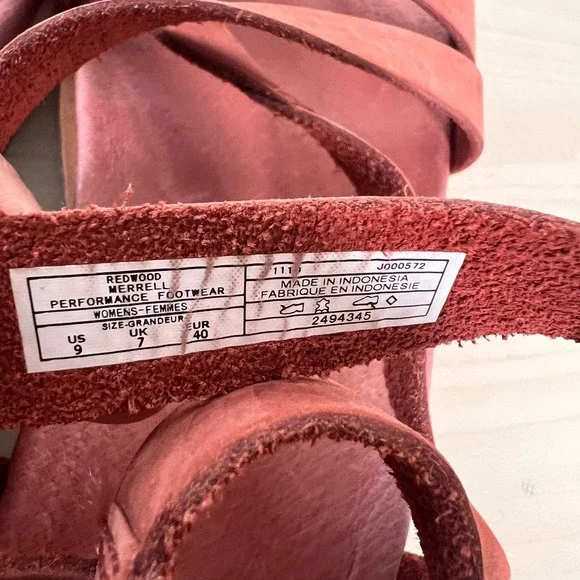 Merrell Redwood Sandals Womens 9 Red Brown Leather Strappy Platform J000572 - Picture 5 of 9